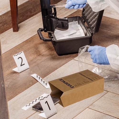 25 Pack Crime Scene Paper Evidence Bag for Receipts, 9.45 * 5 * 3 inch Paper Evidence Bags