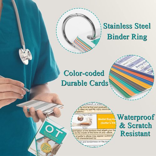 Occupational Therapy Reference Pocket Guide - Must Have OT Resource 32 Pages Quick Tips for OT Student, Occupational Therapy Gifts Therapist Gift for Women Pocket Sized 3"×5" General Adult Rehab Set