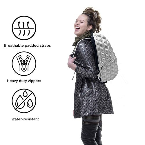 Madpax Scale Hi-Ho Silver Premium Lightweight 15" Laptop functional Durable Stylish Backpack Carry On Unisex Casual Travel Commuter Bag for Men & Women