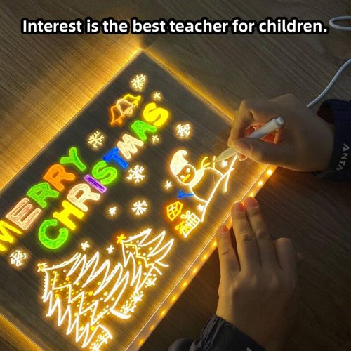 LED Note Board with 7 Colors, Light Up Dry Erase Board with Stand, 7.9"x11.8" Led Drawing Board for Kids, Writing Board with Soft Cloth, USB Cable, Holiday Trend Gift
