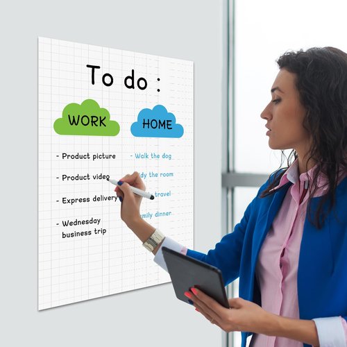 MVISUAL 15 Pack Static Dry Erase Sheets, White Board Wallpaper 31.5 x 24 Inch, Line Dry Erase Sticker for Wall