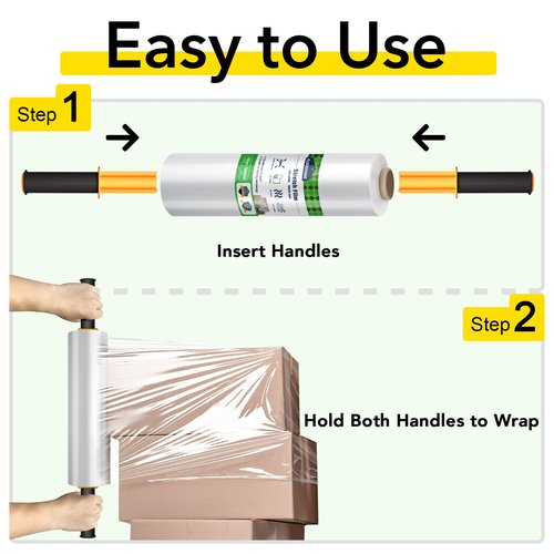 AlexHome Stretch Wrap/Film Roll -2pcs/15"x1000ft/500% Stretch/60 Gauge- Moving Stretch Wrap with Handle,Shrink Plastic Wrap for Moving with Handle,Stretch Tite Wrap Moving Supplies (Clear,4pack)