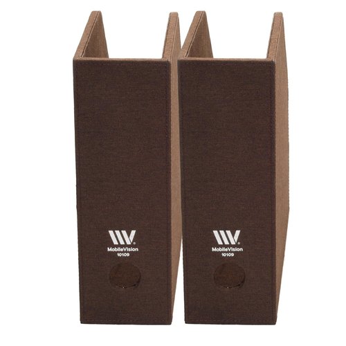 MobileVision Executive Brown Cloth Fabric Vertical File Holders - 2 Piece Combo