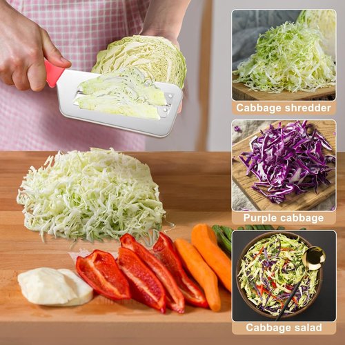 Stainless Steel Shredder Knife, Dual Blade Julienne Cutter, Stainless Steel Dual Blade Julienne Cutter, Cabbage Shredder Kitchen Grater Slicer, Suitable for Kitchen Vegetables (Blue)
