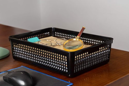 Aebeky A4 Size Plastic Paper Storage Trays,Desktop File Organizer Baskets,6-Packs (Black)