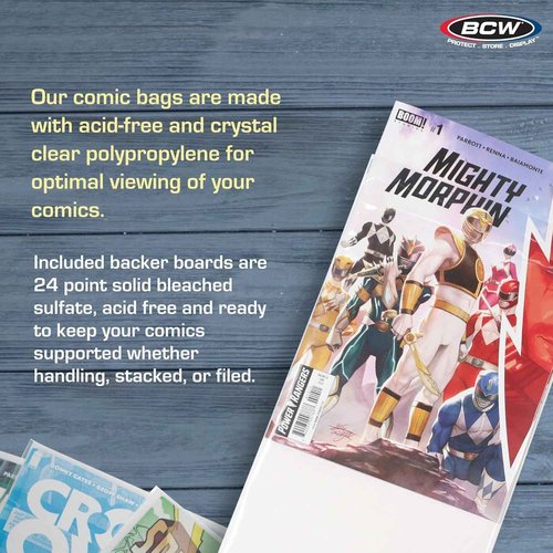 BCW Current Premade Comic Bags & Boards | Preloaded Sleeves & Backer Boards for Modern Comics (250 Pack, Non-Resealable)