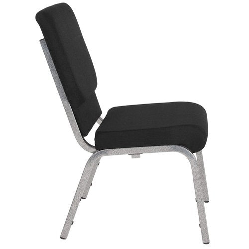 Flash Furniture HERCULES Series 18.5''W Stacking Church Chair in Black Fabric - Silver Vein Frame