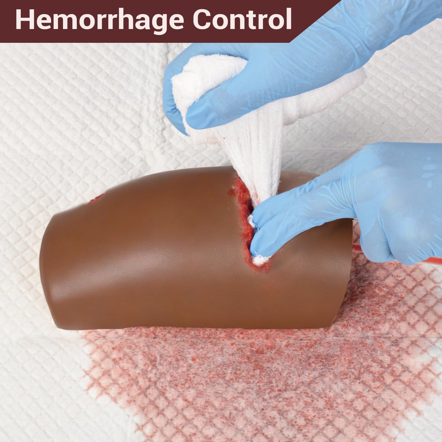 Simedutech Knee Trauma Simulation Training Kit,Bullet & Laceration Wound Packing Trainer, Stop the Bleeding Training Kit for Wound Management Education - Dark Skin