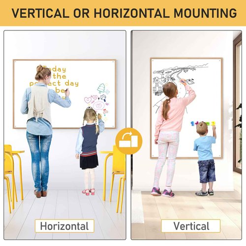 Offi-eqp 48”x36” Large Dry Erase Board for Wall 4' x 3' Double Sided Magnetic White Board Without Frame for Office, Class, Home