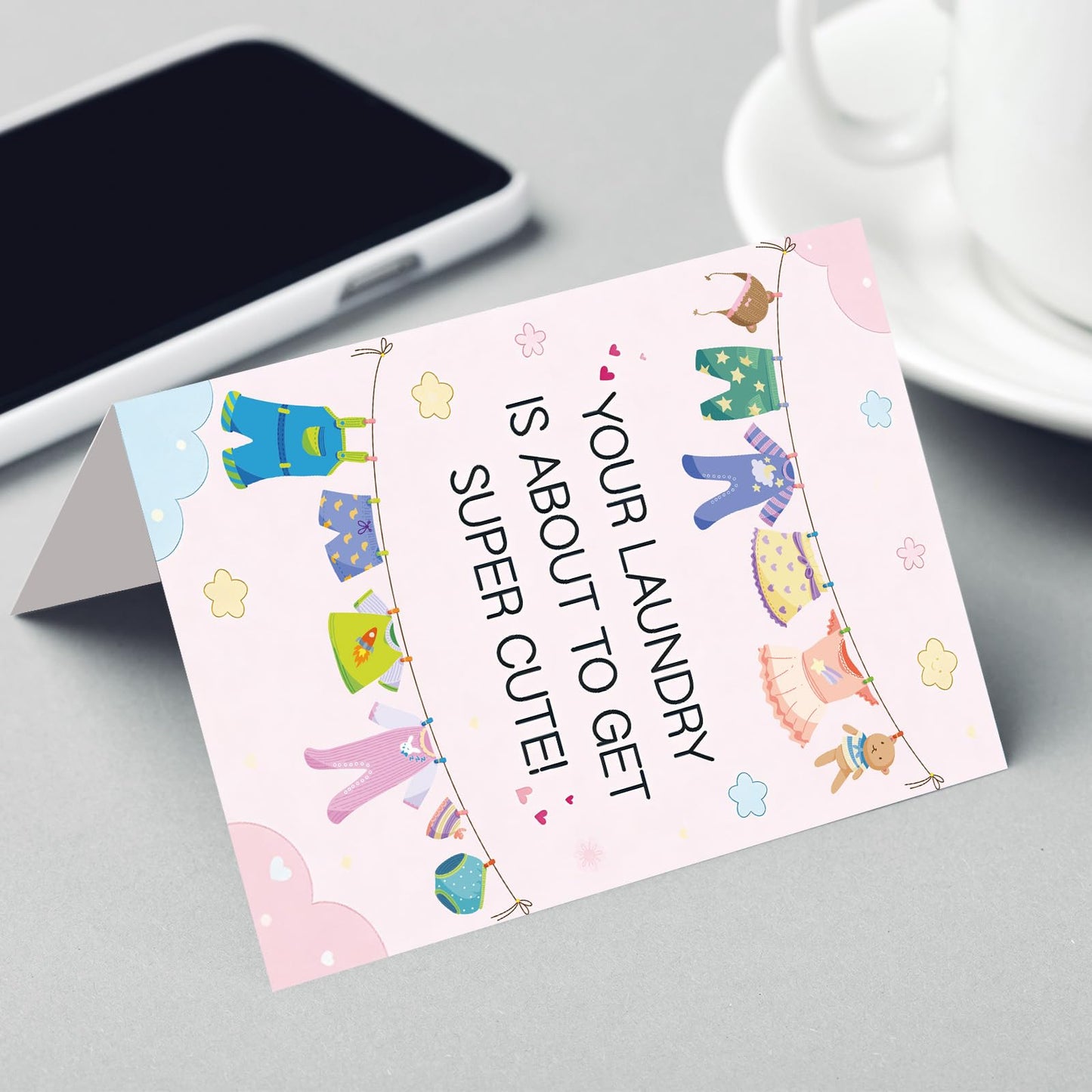 FANCYLUCKY Cute Baby Shower Card for Girl, New Baby Girl Card Gifts for Expecting Mom Parents, Printed Message Inside with Envelope