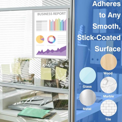 MFoffice Self-Adhesive Magnetic Document Sign Holder 8.5X11'',Silver,Pack of 10