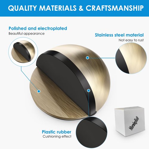 MorningRo 16 Pcs Self Adhesive Door Stoppers, Stainless Steel Floor Door Stop Wall Protector, Half Dome Floor Gate Stopper for Living Room, Bedroom, Bathroom, Office (Bronze)