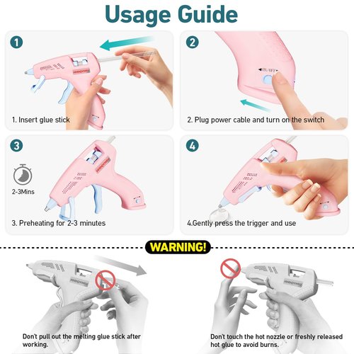 HHDQYMSG Cordless Hot Glue Gun, 20W Hot Glue Gun with 30PCS Premium Glue Sticks & 1m USB-C Cable, 2000mAh Built-in Battery Suitable for School Craft, Home Repair, DIY