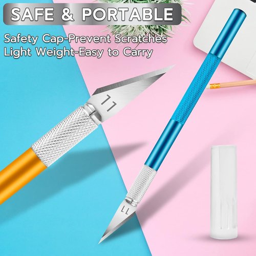 Jetmore 42 Pack Exacto Knife Set, Precision Craft Hobby Knife, Art Knife, Exacto Knives for Cutting, Carving, Trimming, Scrapbooking, DIY (Multicolor)