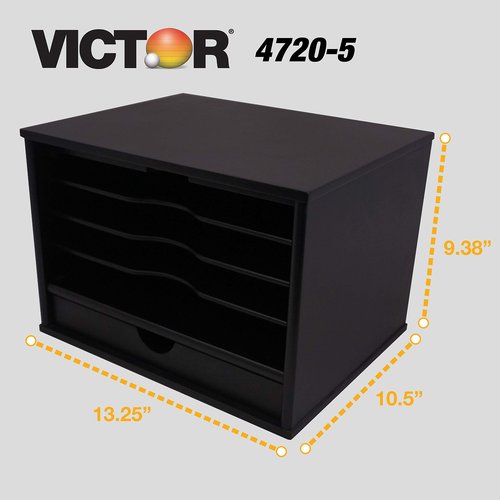 Victor Wood Midnight Black Collection, 4-Shelf Desktop Organizer, Black, (4720-5)