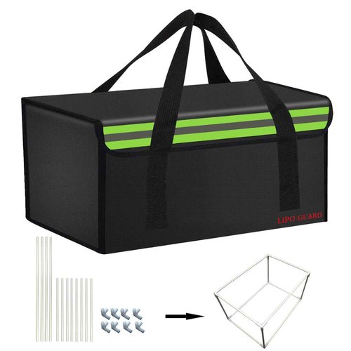 IANDAIROK 17.8"x9.8"x9.8" With support Ebike Battery Safe Bag Fireproof Charging Large Capatity for Lipo Battery Pack Storage Charging Transport, Home Office Travel Safe Storage Pouch