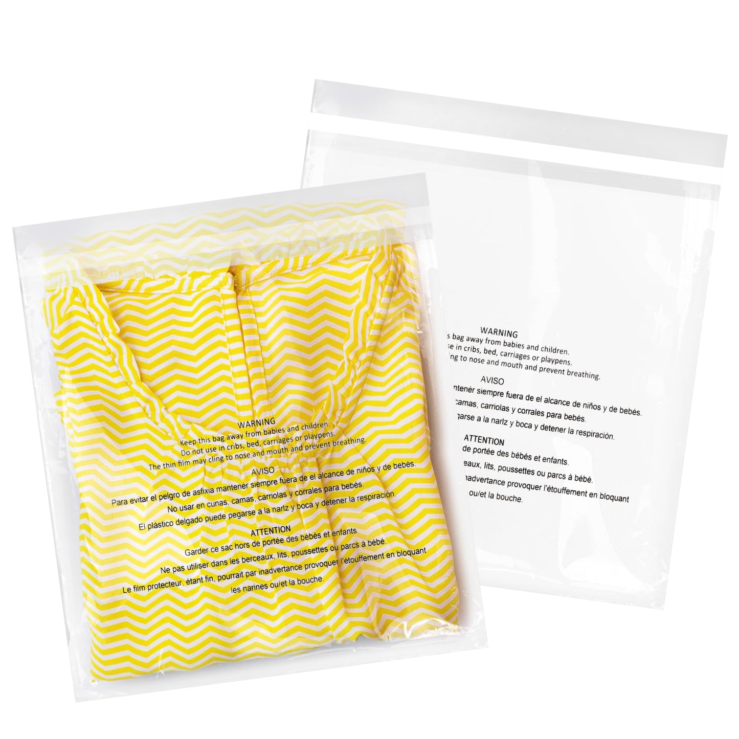 iMailer - 200 Pcs 11" x 14" Clear Poly Bags with Suffocation Warning Self Seal 1.6 Mil for Shipping, Packaging, T-Shirt - Permanent Adhesive