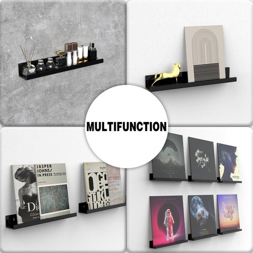 Adeptus Mechanicus 12-inch Vinyl Record Wall Mount, 8 Pack Acrylic Black Album Record Holder Display, Kids Bookshelf, Collector's Item