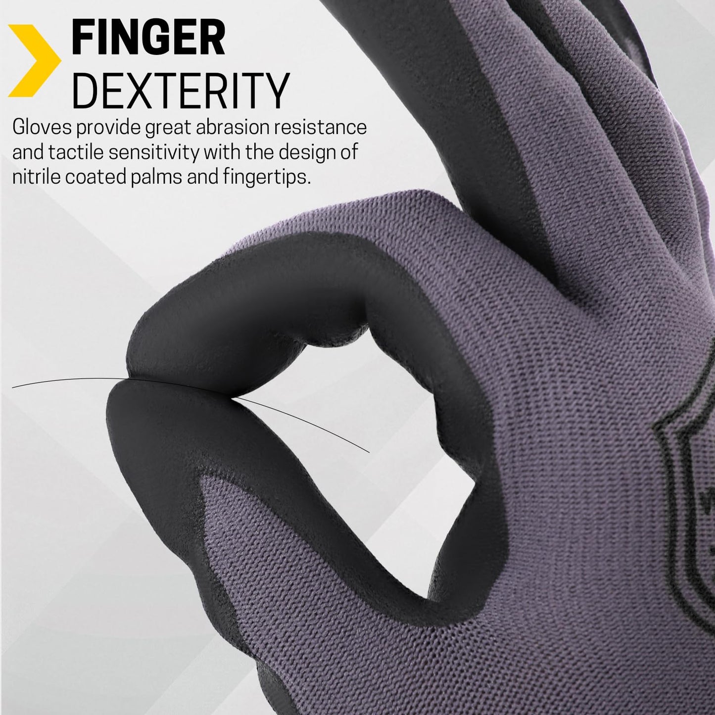 FURWEY Safety Work Gloves,16 Pairs Micro-Foam Nitrile Coated Glove for Men and Women, Touchscreen, Ideal for Warehouse Package Handling，Construction, Gardening, Large