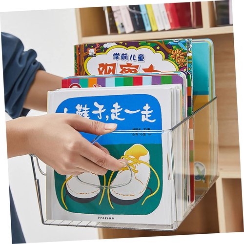 NUOBESTY Clear Book Bins for Classroom Organization Sturdy Storage Box with Handle for Books Toys and Crafts for Library and Home Use