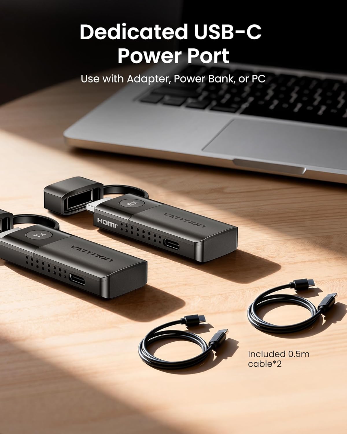Vention Mini Wireless HDMI Transmitter & Receiver - 4K Ultra HD Video Output, 165FT Range | Plug & Play
