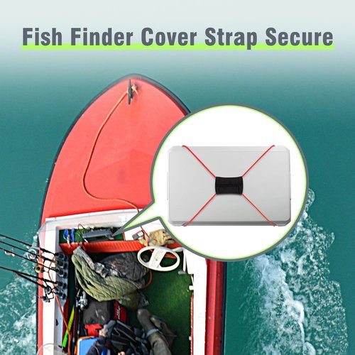 2 Pcs Fish Finder Cover Strap Secure Fishing Graph Cover Adjustable Bungee for Travel (Red)