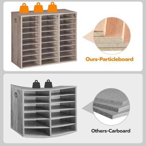 HOOBRO Literature Organizer, 27 Compartments Wooden Mail Organizer, Countertop Literature Sorter with Adjustable Shelves for Home, Office, School, Student Mailbox for Classroom, Greige BG27WF01