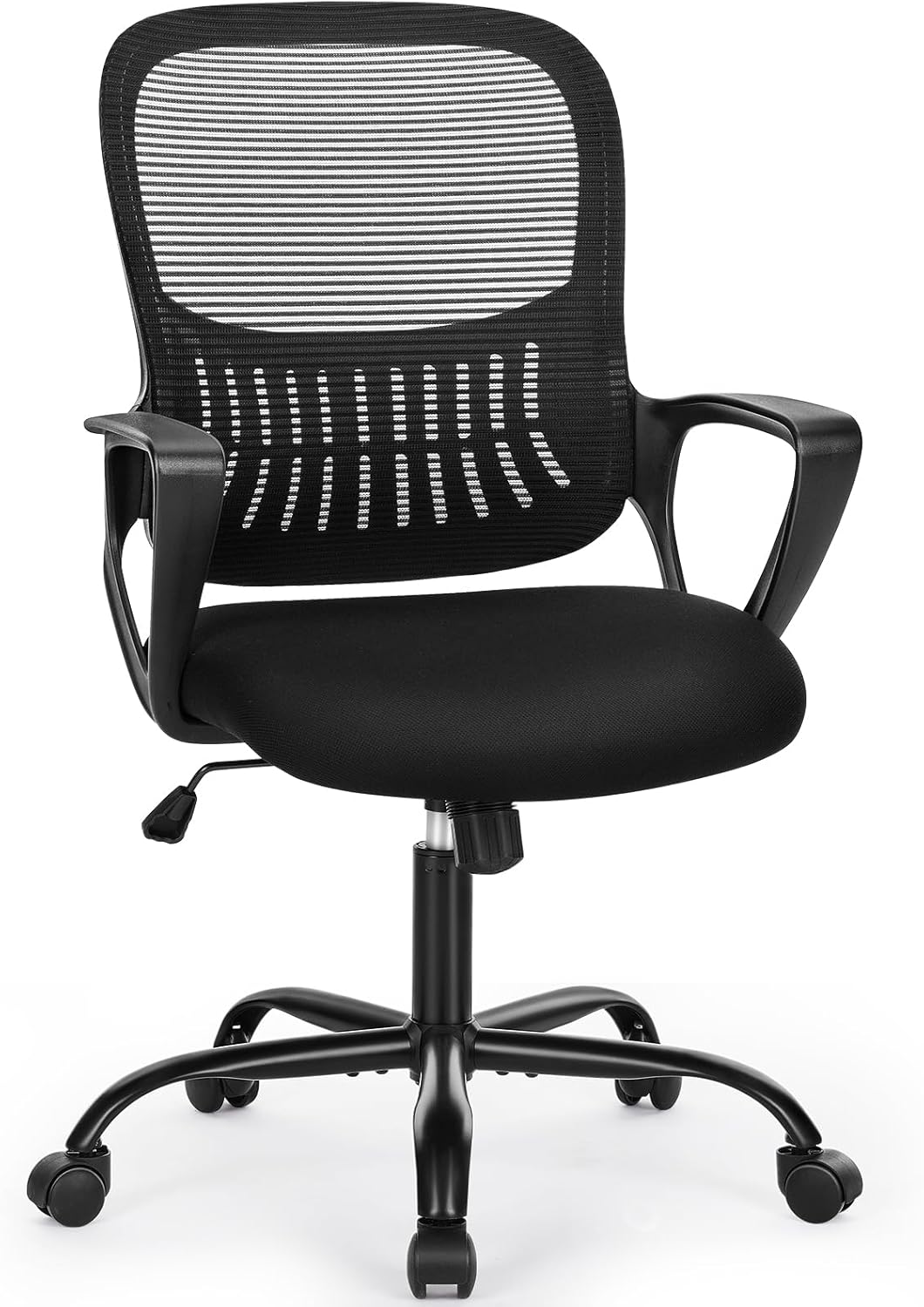 Sweetcrispy Ergonomic Mid-Back Mesh Office Chair - Lumbar Support & Comfortable Armrests | Ideal for Home & Study