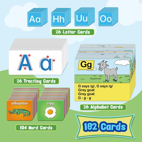 SkilLify Alphabet Learning Pocket Chart, Circle Time Learning Center Alphabet Flash Cards ABC Wall Chart Letter Game for Toddler Kids Homeschool Supplies Preschool Kindergarten Classroom Must Haves