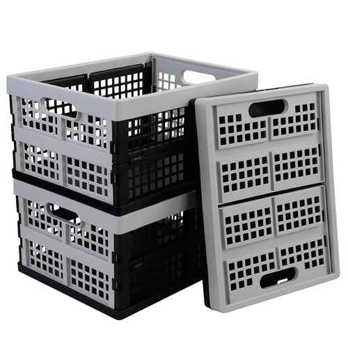Jandson 3 Packs Plastic Folding Milk Crate 16 Quart, Collapsible Storage Crates