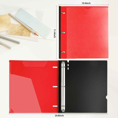 MAKHISTORY Telescoping 3 Ring Binder-12PCS, Flexible Binder with Customized Front Cover+Clear Catalog Pocket+3 Round Rings, Flat Writing Binder, 4 Bright Colors