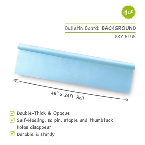 Smart-Fab Thicker Opaque Craft Fabric For Bulletin Board Backgrounds, 48" x 24', Sky Blue, Perfect for School Teacher Classrooms, Outlasts Paper Rolls