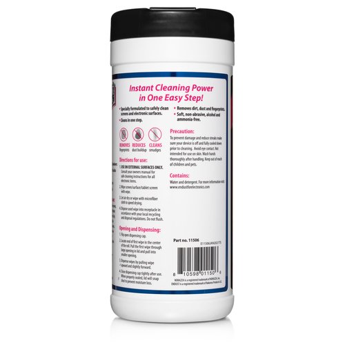 Endust For Electronics; Screen & Surface Cleaning Wipes, For TV, Phone, Computer Monitor, Laptop, Tablet, Pre-Moistened, Alcohol and Ammonia Free, 70 Count, 6 Pack (11506P6)