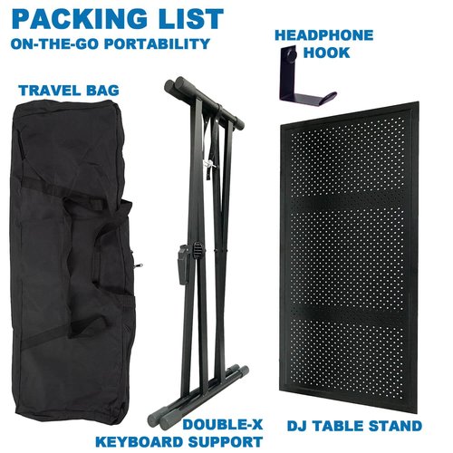 JILLSKY DJ Table Stand Audio Mixer Stand Portable Booth - 35" x 17.3" Versatile DJ Booth Stand for Piano, Laptops, Controllers, Midi Keyboards, and Audio Mixers, Mixer Pioneer DJ Controller Equipment
