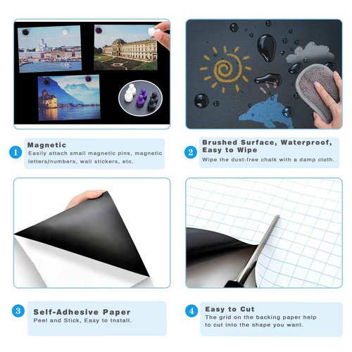YOUNGJQ Magnetic Chalkboard for Wall 60" x 36" Self Adhesive Blackboard Wallpaper Peel and Stick Wall Decal Roll with Starter Kit for Home Playroom Classroom