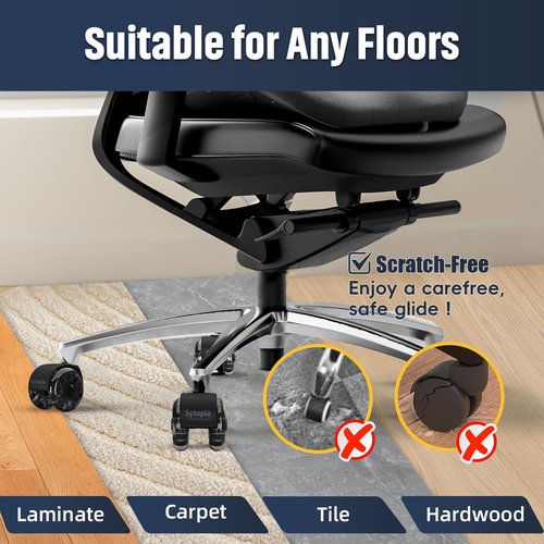 Sytopia Office Chair Wheels Replacement, 2.5 Inch Heavy Duty Caster Set, for Carpet and Hardwood Floors, Universal Size 11x22mm, Fits 99%, Black