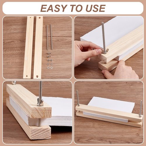 BENECREAT Wooden Bookbinding Press Large Press Bookbinder 15x1.5 Inch Flat Paper Press Machine Wood Form Factor Padding Press for Home, School, Office DIY Bookbinding