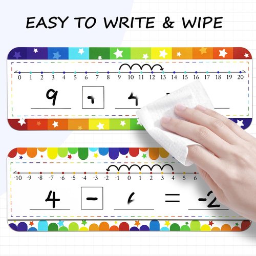 CUDICY 32 Pack Number Line Dry Erase White Board Double Sided Classroom Must Haves Math Manipulatives Teacher Supplies for Kindergarten Elementary Special Education Students Homeschool 12"x4"