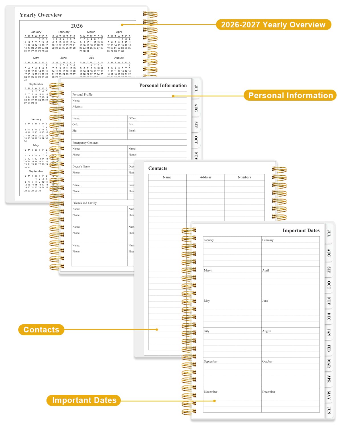 Planner 2026-2027 - Academic Planner from July 2026 to June 2027, Weekly & Monthly Planners Spiral Bound with 12-Month Tabs, Inner Pocket, 6.25" x 8.5", Leaf Flower