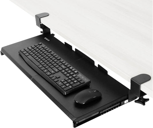 VIVO Large Keyboard Tray - Sturdy Under Desk Pull-Out Platform with C Clamp Mount | 27 x 11 Inch, Black
