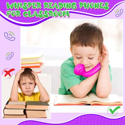 Shappy 72 Pcs Whisper Reading Phones Bulk for Classroom Dyslexia Auditory Feedback Whisper Manipulatives Phone for Preschool Children Accelerates Reading Fluency and Pronunciation Toy Tool Supplies