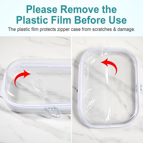 Qiyaz 15 Pcs Clear Hard Shell Zipper Case Plastic Bins Transparent Double Zippers Hard Pouch Clear Plastic Storage Box Containers for Building Blocks Cosmetics, Puzzles(7.9 x 5.9 Inches)