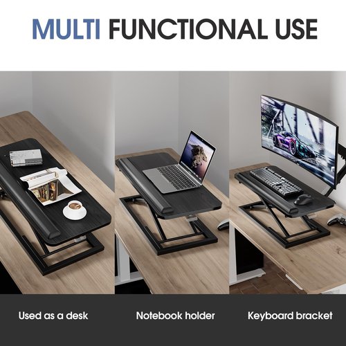 Omhuzsyo Standing Keyboard Tray Keyboard stand, Adjustable Height Keyboard and Mouse Riser for Desktop,For Ergonomic Sit Stand Workstations With Wrist Rest、Laptop Desk 26.7 x 11.7 Inch(Black)