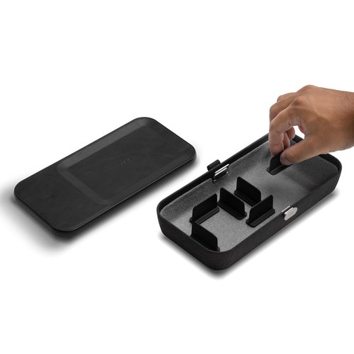 Orbitkey Nest V2 | Portable and Customizable Desk Organizer Case with Buit-in Wireless Charger | Polycarbonate Shell with Nylon Poly Melange Fabric and Zinc Alloy (Black)