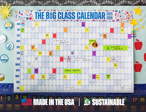 The Big A## Big Class School Year Dry Erase Wall Calendar July 2025 to June 2026 – Year-at-a-Glance for Classrooms & Home – Includes Labels & Marker – Easy Hanging, Shaded Weekends – Blue, 4’x3’