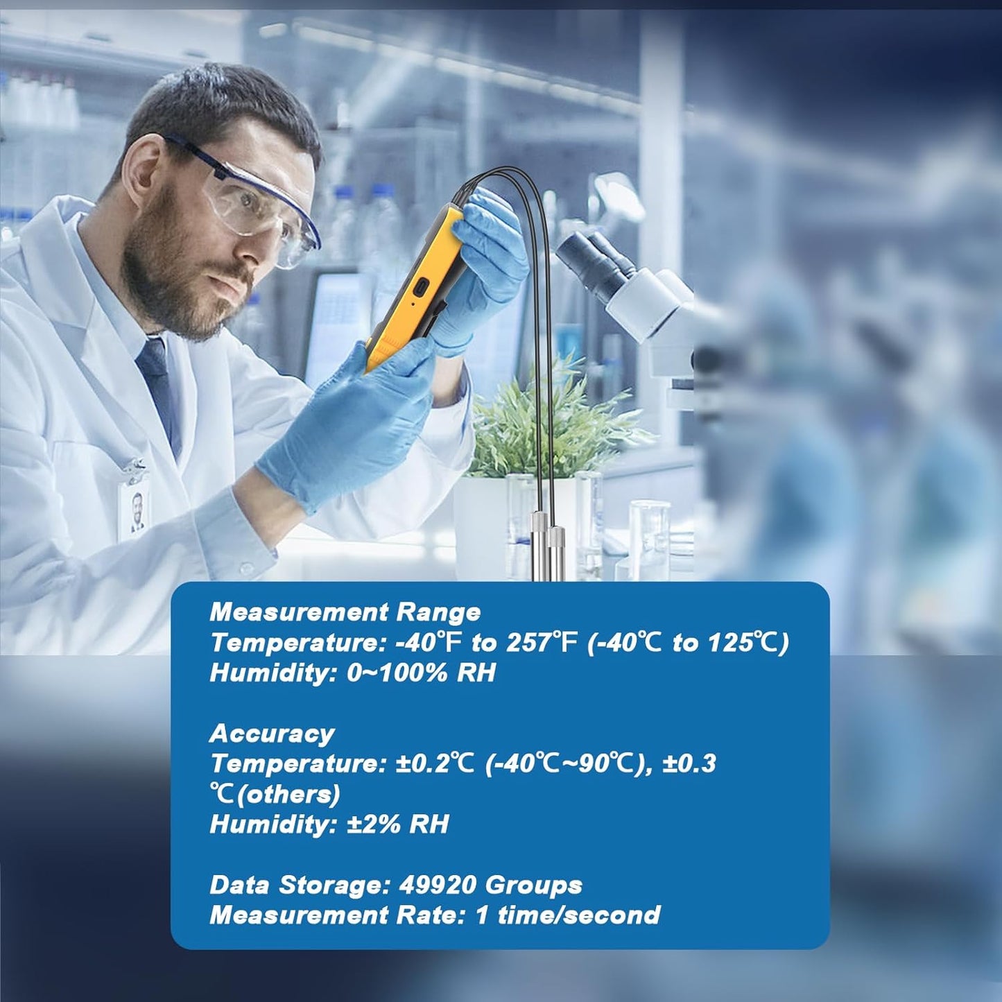 Tzone Temperature & Humidity Data Logger - Dual Channel USB Probe for Accurate Readings | Ideal for Greenhouses & Labs