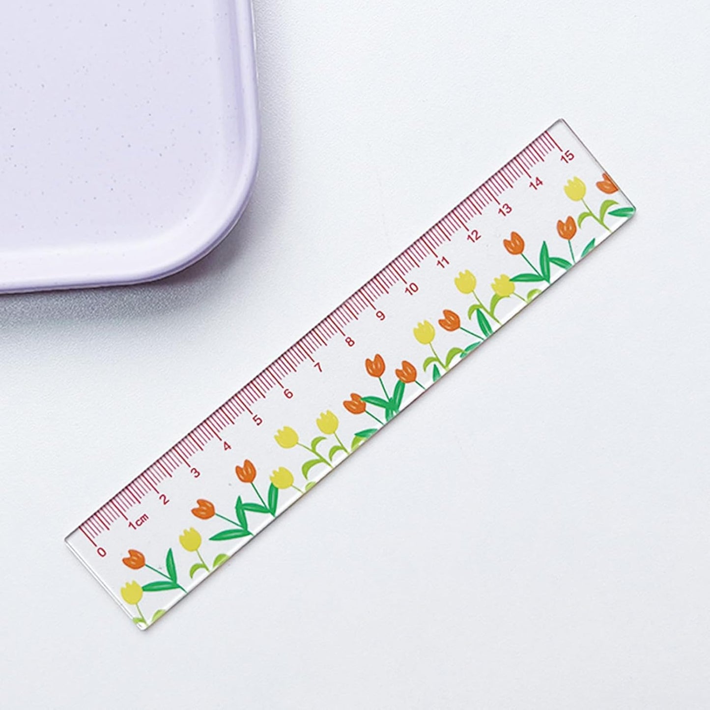 Skiennix Cute Acrylic Rulers - 15cm Floral Cartoon Design for Journals | Perfect for Women & Girls