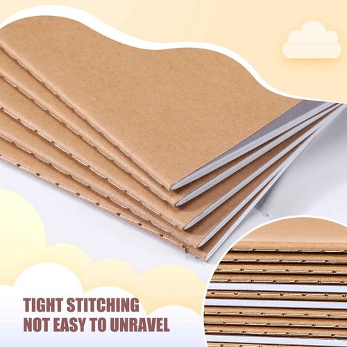 Sherr 200 Pack Kraft Small Notebooks Bulk A6 Blank Unlined Pocket Notebook Mini Kraft Paper Journals Mini Sketchbooks for Travelers Home Office School Supplies, 4 x 5.5 Inch(Brown)