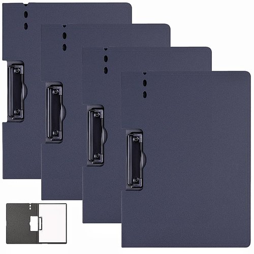 Clipboard Folder - A4 Punchless Clamp Binder with Metal Clips, 360 Degree Foldable Binder Clipboards with Pen Holder, Folder Binders Clip for Letter or A4 Size, 4 Pack
