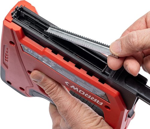 Arrow ET501C Cordless 5-in-1 Professional Staple and Nail Gun, Black/Red & 506IP Heavy Duty T50 3/8-Inch Staples for Upholstery, Construction, Furniture, Crafts, 5000-Pack